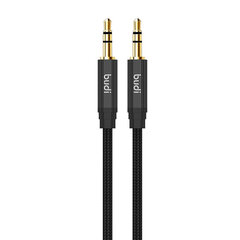 AUX cable mini jack 3.5mm to mini jack 3.5mm Budi, 1m (black) цена и информация | Кабели для телефонов | kaup24.ee