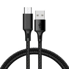 Cable TYPE 2 - USB to Micro USB - metal plugs QC 3.0 1 metre black цена и информация | Кабели для телефонов | kaup24.ee