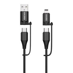 KAKU Cable KSC-654 Tuojie 4 in 1 - USB + Type C to Type C + Lightning - 1,2 metres black цена и информация | Borofone 43757-uniw | kaup24.ee