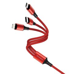 Borofone Cable BX50 Fresco 3 in 1 - USB to Type C, Micro USB, Lightning - 2,4A 1 metre red цена и информация | Кабели для телефонов | kaup24.ee