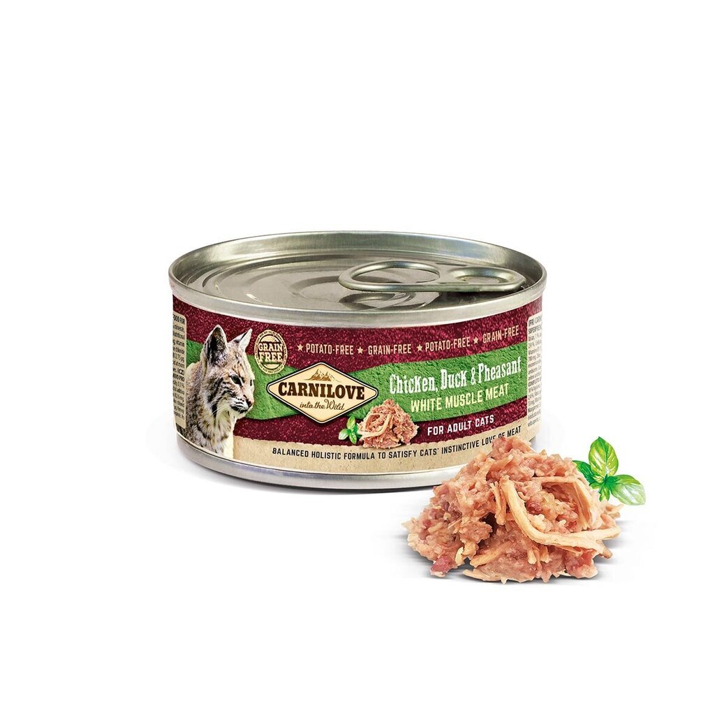 Carnilove Cat Chicken Duck & Pheasant konserv kassidele 100g цена и информация | Konservid kassidele | kaup24.ee