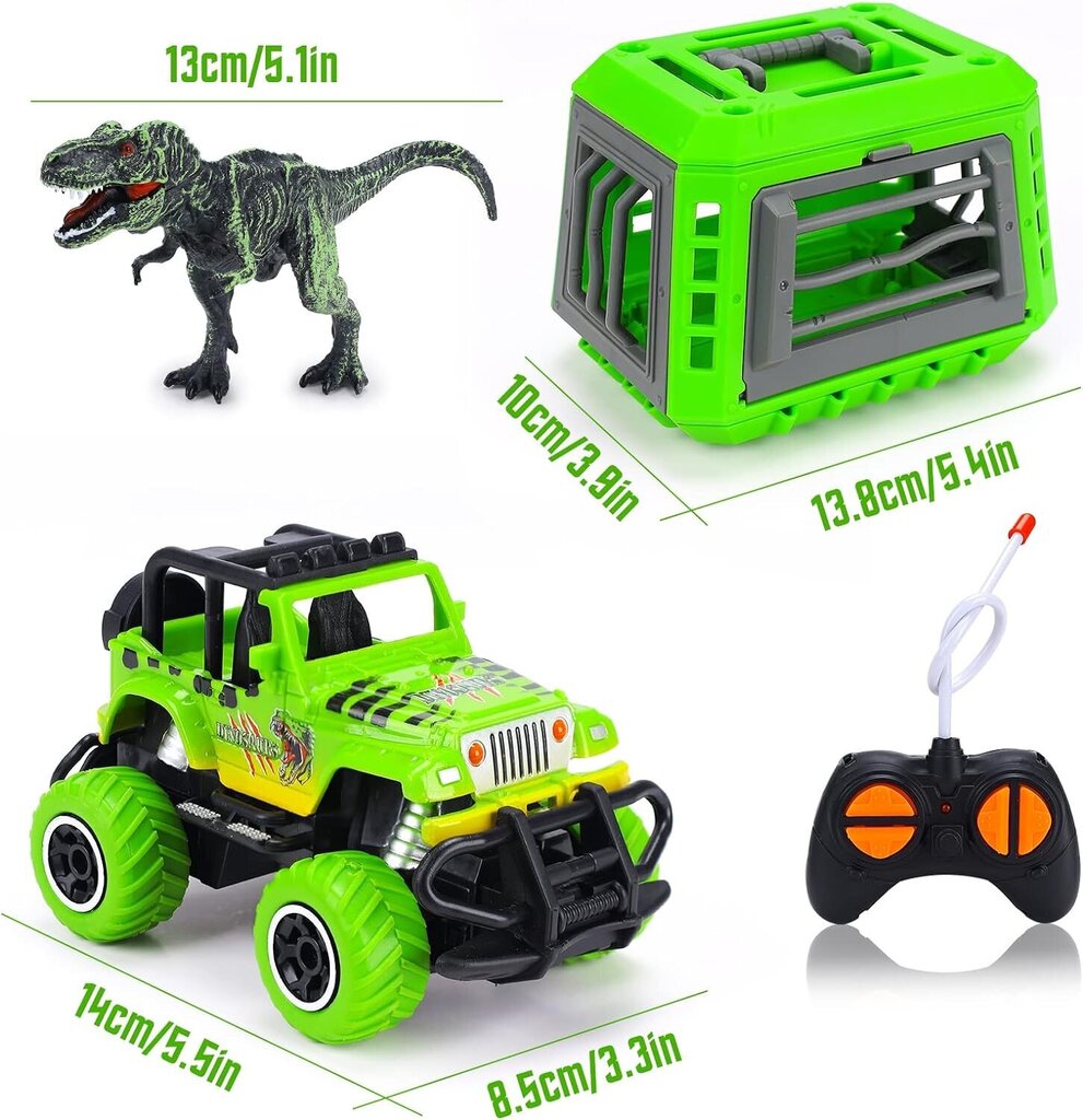 Džiip dinosauruse haagisega Cooler Stuff Co, puldiga, 1:25 hind ja info | Poiste mänguasjad | kaup24.ee