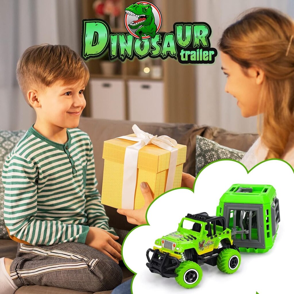 Džiip dinosauruse haagisega Cooler Stuff Co, puldiga, 1:25 hind ja info | Poiste mänguasjad | kaup24.ee