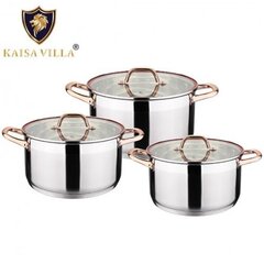 Pottide komplekt KaisaVilla, 6-osaline, 5.8L, 7.2L, 9.0L цена и информация | Кастрюли, скороварки | kaup24.ee