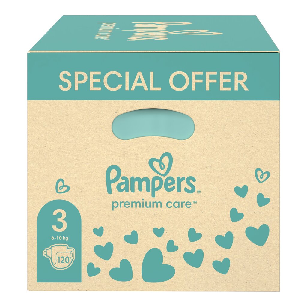 Mähkmed Pampers Premium Care, suurus 3 6-10 kg, 120 tk. + Kingitus Harmonie Aqua 48 salvrätikud väikelastele цена и информация | Mähkmed | kaup24.ee