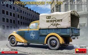 Liimitav mudel MiniArt 38072 Liefer Pritschenwagen Typ 170V with Canvas 1/35 hind ja info | Liimitavad mudelid | kaup24.ee