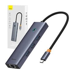 Hub 6w1 Baseus UltraJoy 6-Port ( USB-C to 1xHDMI4K@30Hz + 3xUSB 3.0 + 1xPD +RJ45) цена и информация | Адаптеры и USB-hub | kaup24.ee