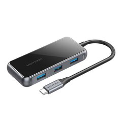 Адаптер 5 в 1 HUB Vention TFBHB USB-C — HDMI 4K, 60 Гц, 3 порта USB 3.0, PD (серый) цена и информация | Адаптеры и USB-hub | kaup24.ee