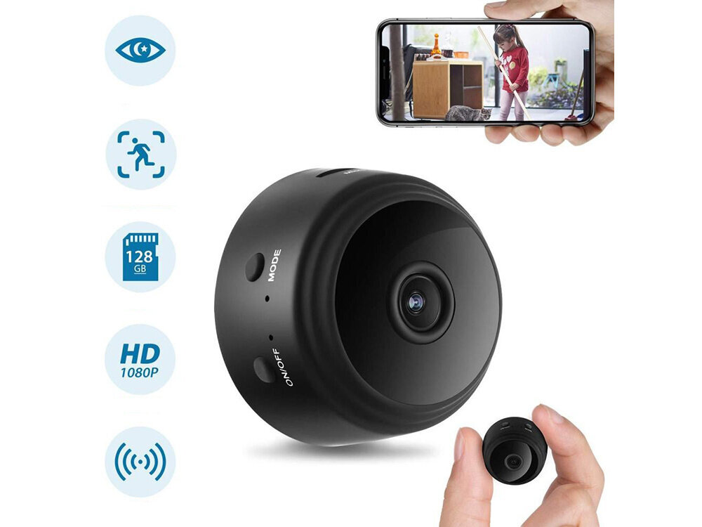 WIFI kaamera mini Full HD, 44x28 mm цена и информация | Seikluskaamerad | kaup24.ee