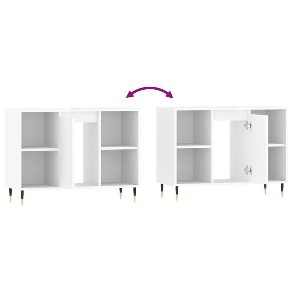 vidaXL vannitoakapp, kõrgläikega valge, 80 x 33 x 60 cm, tehispuit hind ja info | Vannitoakapid | kaup24.ee