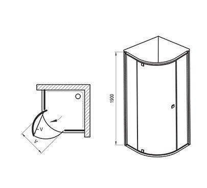 Poolringikujuline dušikabiin Ravak PSKK3, 90x90cm (läikiv korpus + läbipaistev klaas) hind ja info | Dušikabiinid | kaup24.ee