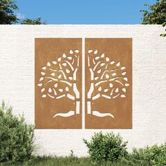 vidaXL aia seinakaunistus, 2 osa, 105x55 cm, Corteni teras, puu disain hind ja info | Sisustuselemendid | kaup24.ee