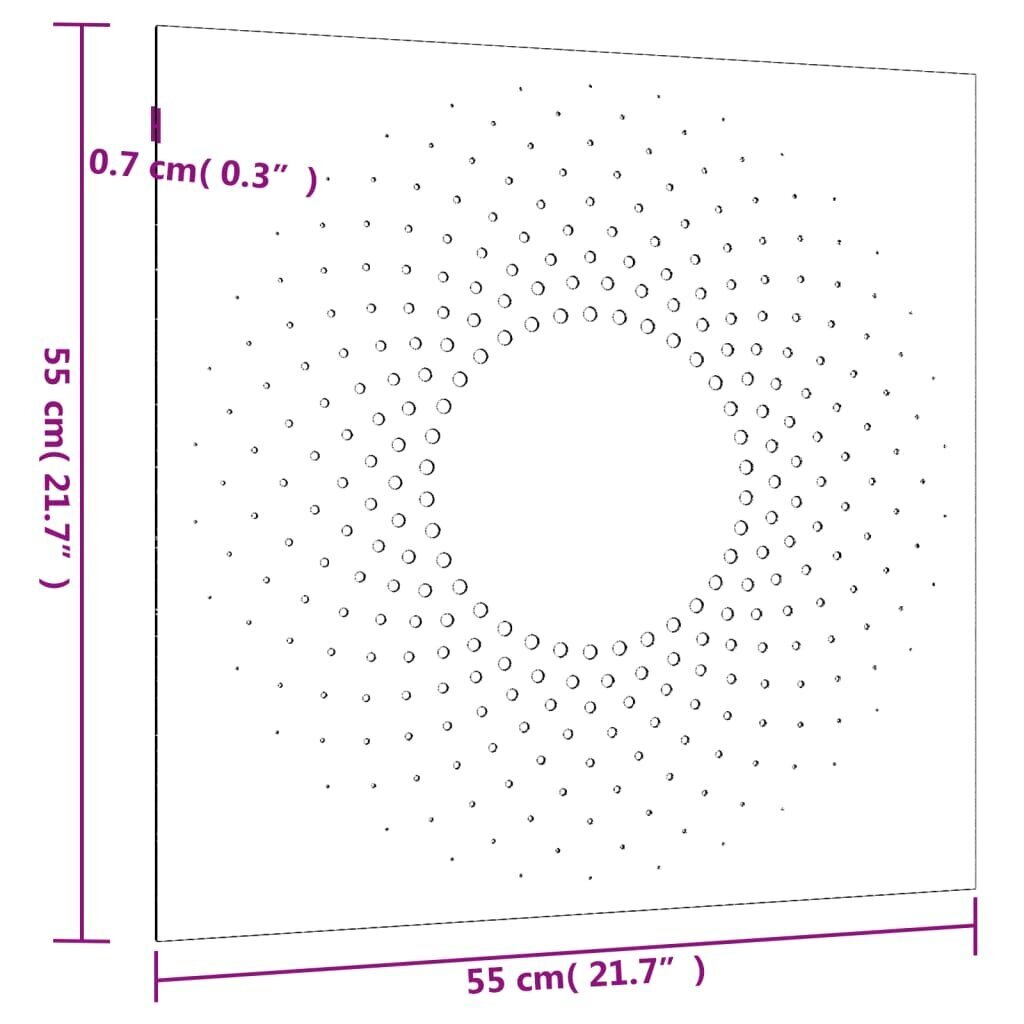 vidaXL aia seinakaunistus, 55 x 55 cm, Corteni teras, päikese disain цена и информация | Sisustuselemendid | kaup24.ee