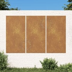 vidaXL aia seinakaunistus, 3 osa, 105x55 cm, Corteni teras, päike цена и информация | Детали интерьера | kaup24.ee