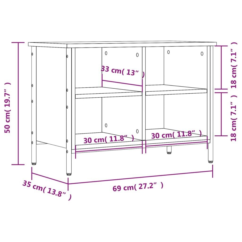 vidaXL jalatsikapp, hall Sonoma tamm, 69 x 35 x 50 cm, tehispuit цена и информация | Jalatsikapid, jalatsiriiulid | kaup24.ee