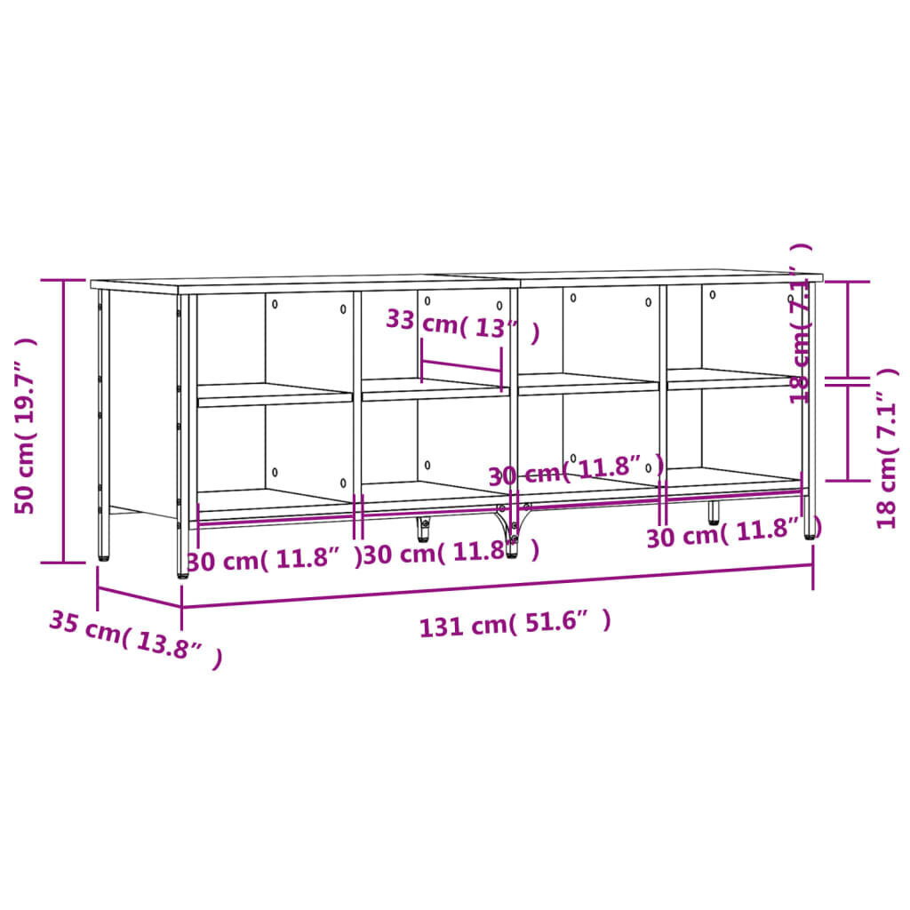 vidaXL jalatsikapp, pruun tamm, 131 x 35 x 50 cm, tehispuit цена и информация | Jalatsikapid, jalatsiriiulid | kaup24.ee