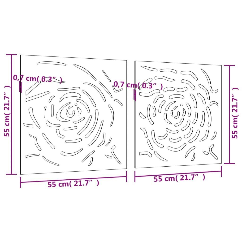 vidaXL aia seinakaunistus, 3 osa, 105x55 cm, Corteni teras roosidisain hind ja info | Sisustuselemendid | kaup24.ee