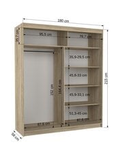 Шкаф ADRK Furniture со светодиодной подсветкой Preto 180, бежевый цвет цена и информация | Шкафы | kaup24.ee