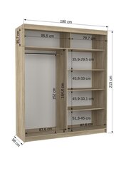 Шкаф ADRK Furniture со светодиодным освещением Medison 180, черный цвет цена и информация | Шкафы | kaup24.ee