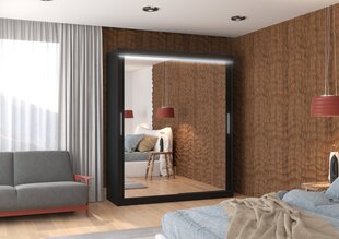 Шкаф ADRK Furniture со светодиодной подсветкой Ettore 180, черный цвет цена и информация | Шкафы | kaup24.ee