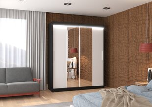 Шкаф ADRK Furniture со светодиодной подсветкой Dallas 180, белый цвет/черный цвет цена и информация | Шкафы | kaup24.ee