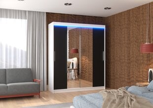 Шкаф ADRK Furniture со светодиодной подсветкой Dallas 180, черный цвет/белый цвет цена и информация | Шкафы | kaup24.ee