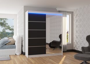 Шкаф ADRK Furniture со светодиодным освещением Caro 180, черный цвет/белый цвет цена и информация | Шкафы | kaup24.ee