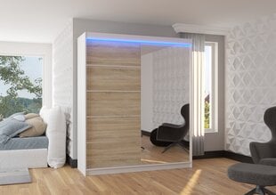 Шкаф ADRK Furniture Caro 180 со светодиодной подсветкой, бежевый цвет/белый цвет цена и информация | Шкафы | kaup24.ee