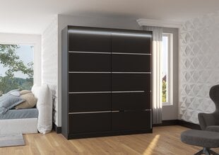 Шкаф ADRK Furniture со светодиодной подсветкой Spectra 180, черный цвет цена и информация | Шкафы | kaup24.ee
