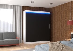 Шкаф ADRK Furniture со светодиодной подсветкой Lincoln 180, черный цвет/белый цвет цена и информация | Шкафы | kaup24.ee