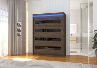 Шкаф ADRK Furniture со светодиодной подсветкой Martinez 150, коричневый цвет/черный цвет цена и информация | Шкафы | kaup24.ee