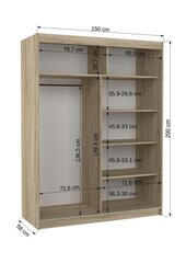 Шкаф ADRK Furniture со светодиодной подсветкой Renzo 150, белый цвет цена и информация | Шкафы | kaup24.ee