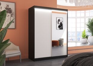 Шкаф ADRK Furniture со светодиодным освещением Jordi 150, белый/черный цвет цена и информация | Шкафы | kaup24.ee