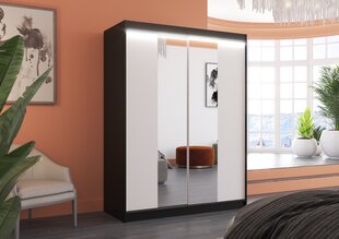 Шкаф ADRK Furniture Fever 150 со светодиодной подсветкой, белый цвет/черный цвет цена и информация | Шкафы | kaup24.ee