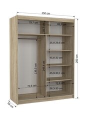 Шкаф ADRK Furniture со светодиодной подсветкой Baltic 150, темно-коричневый цвет цена и информация | Шкафы | kaup24.ee
