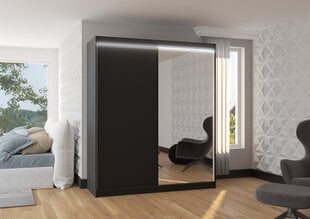 Шкаф ADRK Furniture со светодиодным освещением Viki 180, черный цвет цена и информация | Шкафы | kaup24.ee