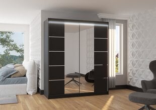 Шкаф ADRK Furniture со светодиодной подсветкой Traves 180, черный цвет цена и информация | Шкафы | kaup24.ee