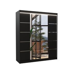 Шкаф ADRK Furniture со светодиодной подсветкой Traves 180, черный цвет цена и информация | Шкафы | kaup24.ee