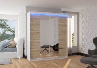 Шкаф ADRK Furniture со светодиодной подсветкой Traves 180, бежевый цвет/белый цвет цена и информация | Шкафы | kaup24.ee