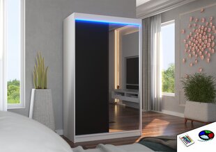 Шкаф ADRK Furniture со светодиодной подсветкой Rewena 120, черный цвет/белый цвет цена и информация | Шкафы | kaup24.ee