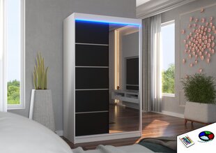 Шкаф ADRK Furniture со светодиодной подсветкой Nicea 120, черный цвет/белый цвет цена и информация | Шкафы | kaup24.ee