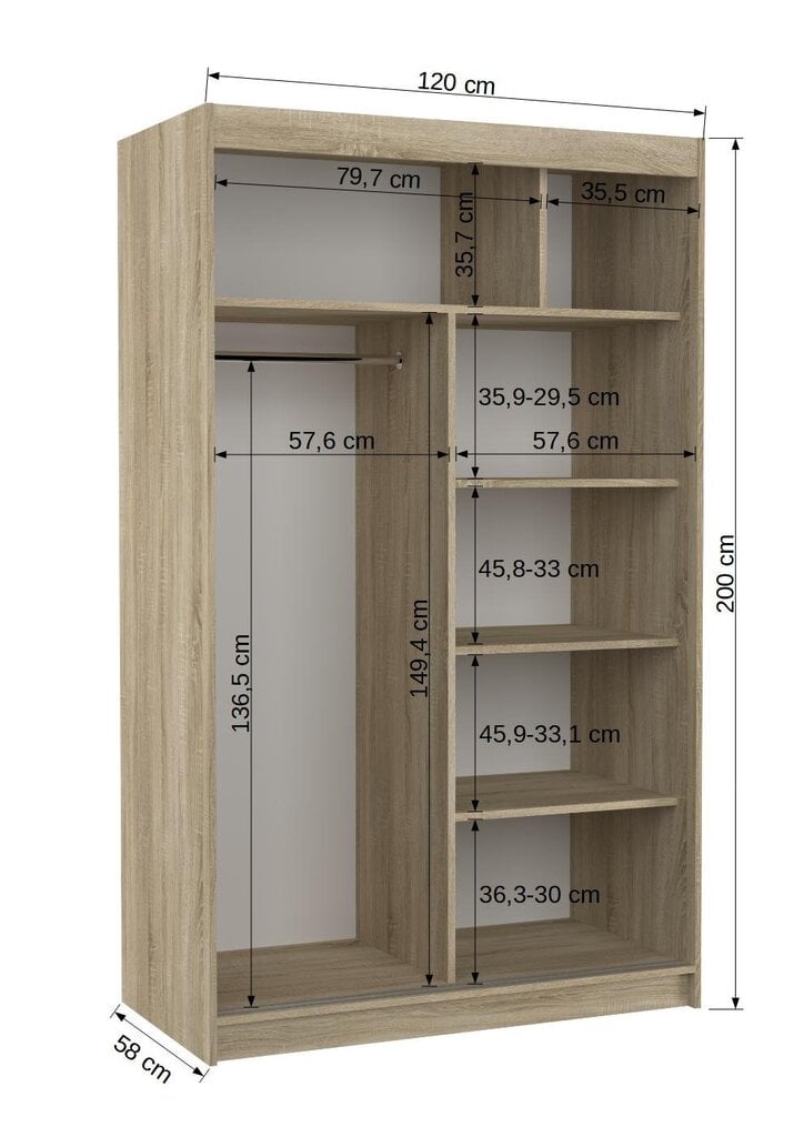 Kapp koos Led valgustusega Kolorado 120, pruun hind ja info | Kapid | kaup24.ee