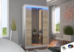 Шкаф со светодиодной подсветкой ADRK Furniture Genua 120, бежевый цвет/белый цвет цена и информация | Шкафы | kaup24.ee