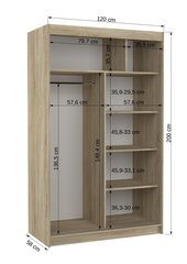 Шкаф со светодиодной подсветкой ADRK Furniture Bario 120, коричневый цвет цена и информация | Шкафы | kaup24.ee