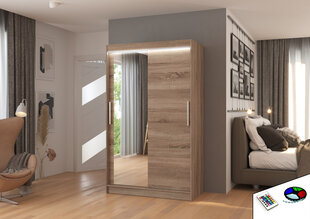 Шкаф со светодиодной подсветкой ADRK Furniture Bario 120, коричневый цвет цена и информация | Шкафы | kaup24.ee