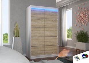 Шкаф со светодиодной подсветкой ADRK Furniture Benisso 120, бежевый цвет/белый цвет цена и информация | Шкафы | kaup24.ee