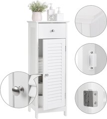 Узкий шкаф для ванной комнаты с глухими дверцами VASAGLE BBC43WT цена и информация | Шкафчики для ванной | kaup24.ee
