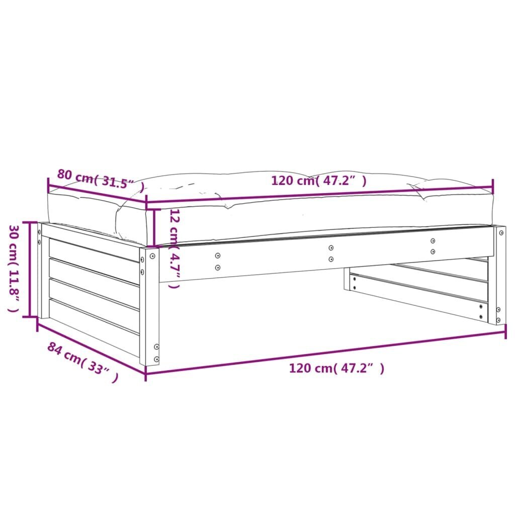 vidaXL aia jalapink, 120 x 80 cm, männipuit цена и информация | Aiatoolid | kaup24.ee