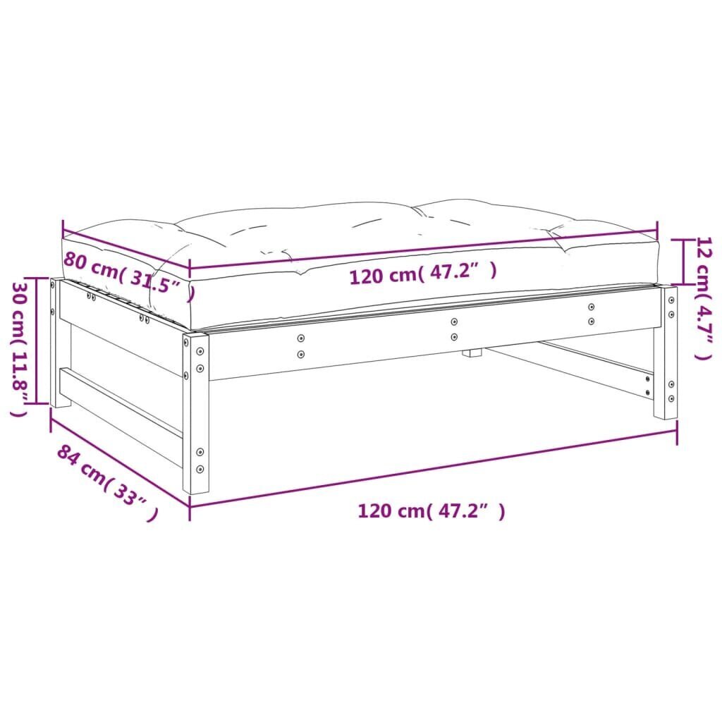 vidaXL aia jalapink, hall, 120 x 80 cm, männipuit hind ja info | Aiatoolid | kaup24.ee