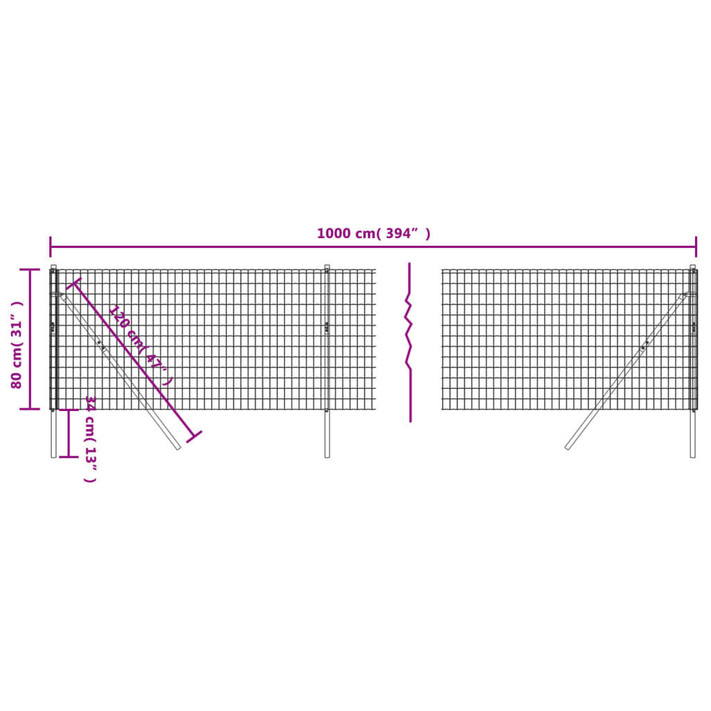 vidaXL traataed, antratsiithall, 0,8x10 m, tsingitud teras hind ja info | Aiad ja tarvikud | kaup24.ee